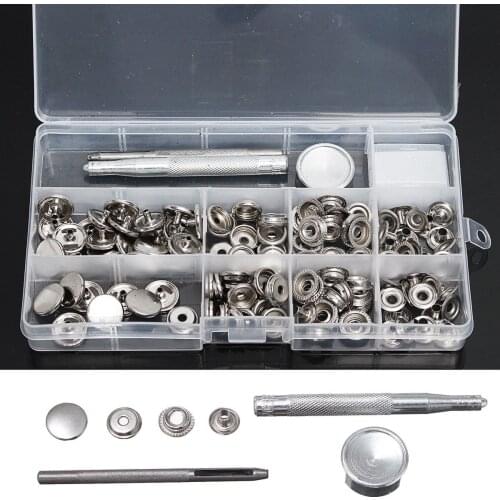 JX-LCLYL 30 Set 15mm Heavy Duty Snap Fastener Popper Press Stud Button + Fixing Tool Kit