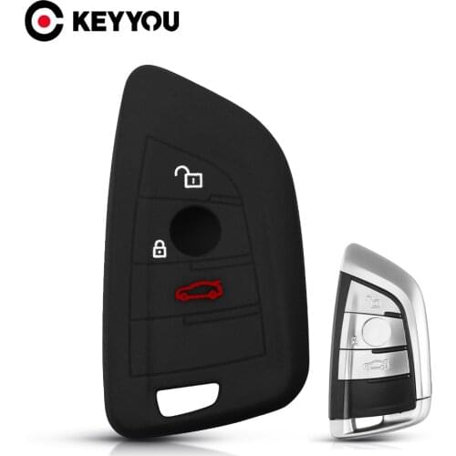 KEYYOU 3 Button Silicone Car Key Case For BMW 1 2 7 Series X1 X3 X4 X5 X6 X5M X6M F Class F15 F16 F48 Remote Fob Cover