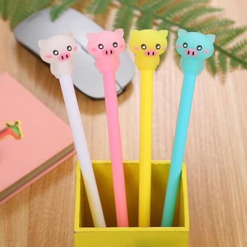 2pc Kawaii Pig Pen Cartoon Black Ink Signature Pen Child Learning Student Office School Supplies Creative Stationery Pig Gel Pen