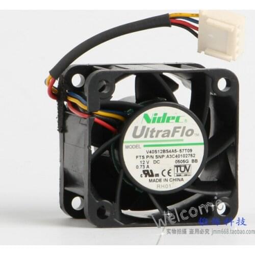 Free Shipping For Nidec V40S12BS4A5-57T09 DC 12V 0.73A 4-wire 4-pin connector 50mm 40x40x28mm Server Square Cooling Fan