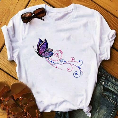 Summer Butterfly T Shirt Women Lovely Clothes Tshirt Cool Top Tees Kawaii Shirt Short Sleeve Tee Shirt Femme Female Clothing