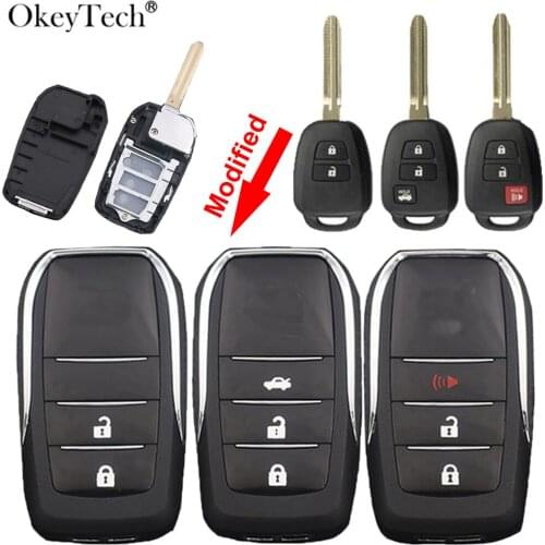 Okeytech 2/3 Buttons Modified Remote Control Flip Key Shell Fob Cover For Toyota Reiz Corolla Camry RAV 2014 2015 Toy43 Blade