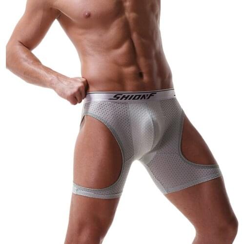 Mens underwear mesh boxer long tight-fitting wear-resistant legs pants man plus size underpants men boxershort unterhosen herren