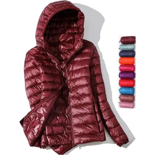 2021 New Winter Women Down Coat Ultralight Hooded White Duck Down Jacket Warm Coat Female Portable Parkas Puffer Overcoat