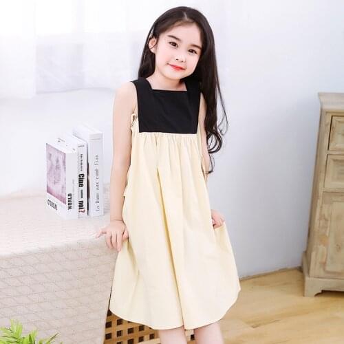 Girl Sleeveless Dress Cotton 2021 Summer New Teen Stitching Pure Cotton Dress Girl Loose Dress Kids Outfits Princess Party Dress
