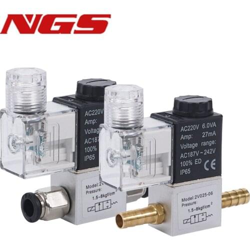 12V 24V 220V Pneumatic Electric Solenoid Valve 2 Position 2 Port Normally Closed Air Magnetic Valve 6mm 8mm Hose Barb Connection