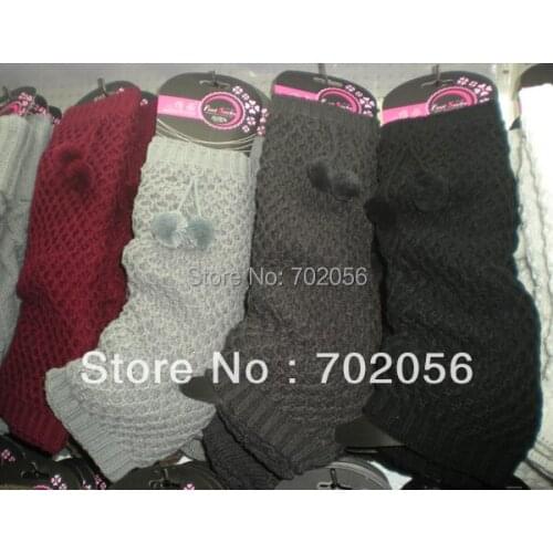 Pom poms Crochet Acrylic Leg Warmers Boot Covers 24 pairs/lot #3404