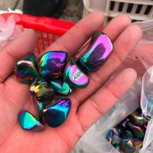 Gold-plated film halo quartz crystal specimen gravel