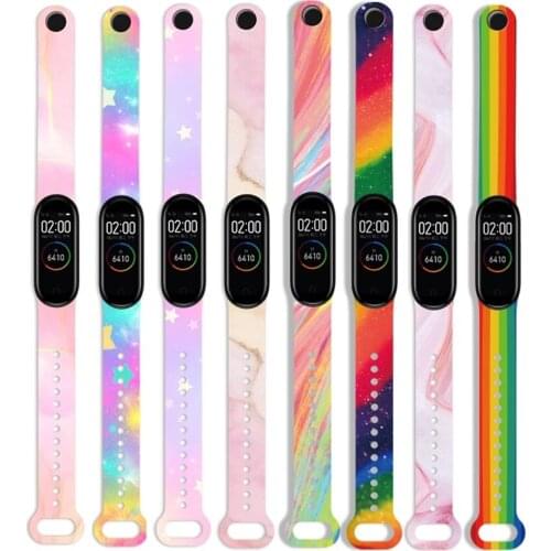 Graffiti Pattern Bracelet for Xiaomi Mi Band 3 4 5 6 Strap Cartoon Silicone Watch Band Strap for Xiaomi Miband 5 6 Watchband