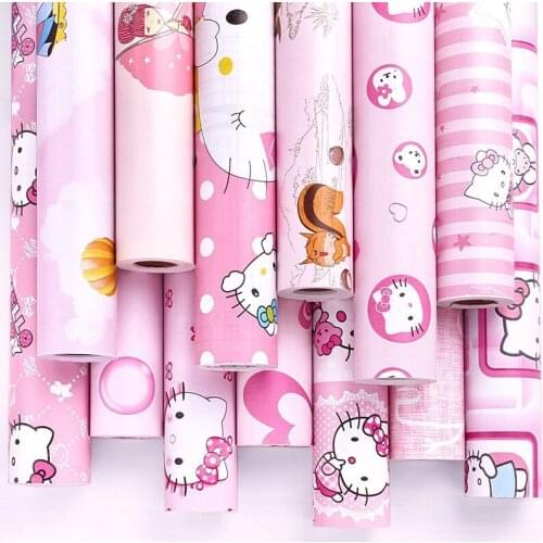 KIDS ROOM Pink Color Wall Paper Self-adhesive Wallpaper in Small Roll Size 0.45*10m