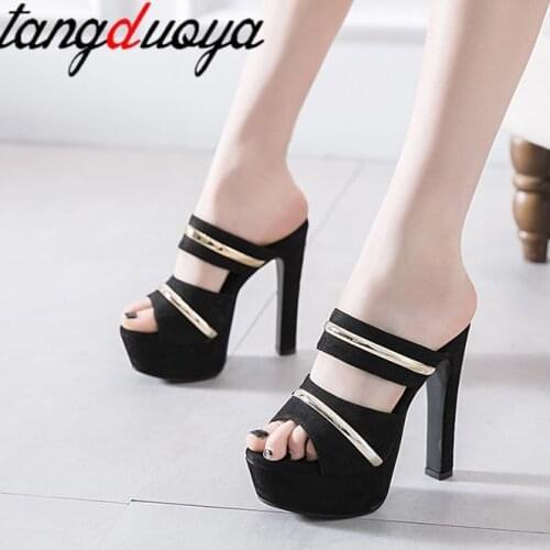 Women Sandals 2021 Open Toe Slippers Female Thick Heel Shoes high-heeled shoes women platform high heeld sandals slippers 15