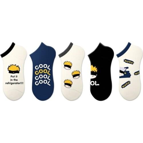 Happy Womens Short Socks New 2021 Trend Cartoon Pattern Art Printing Design Cute Men Home Apparel Cotton Female Invisible Socks