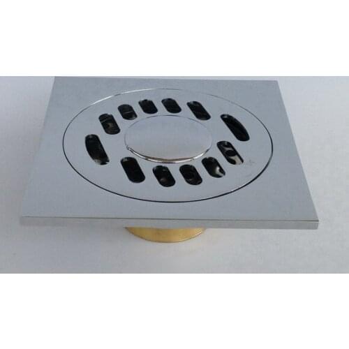 Silver Polished Chrome Brass Bathroom Floor Anti-odor and Insect-Proof Shower Drain Dhr010
