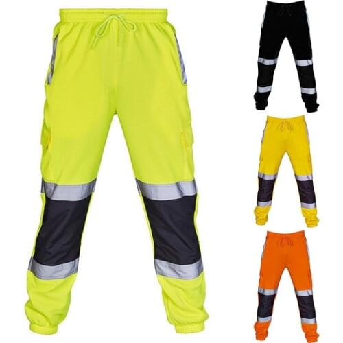 Mens Printed Pants High Reflective Overalls High Visibility Work Pants Sweatpants Joggers Trousers