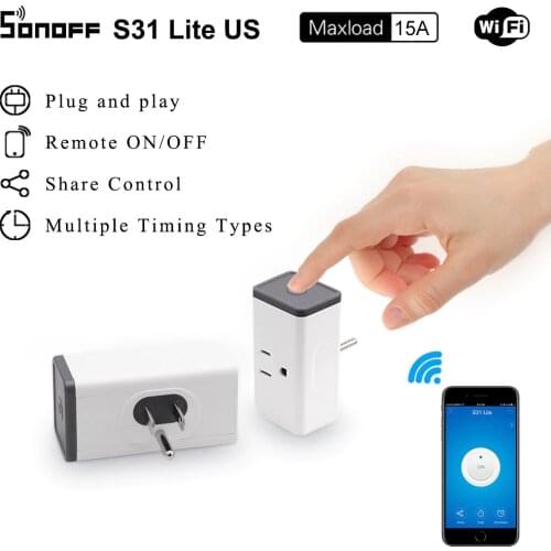 Sonoff S31 Lite US 15A Mini Smart Wifi Socket Wireless Smart Switch Plug App Control Anywhere Works with Alexa Google Home IFTTT