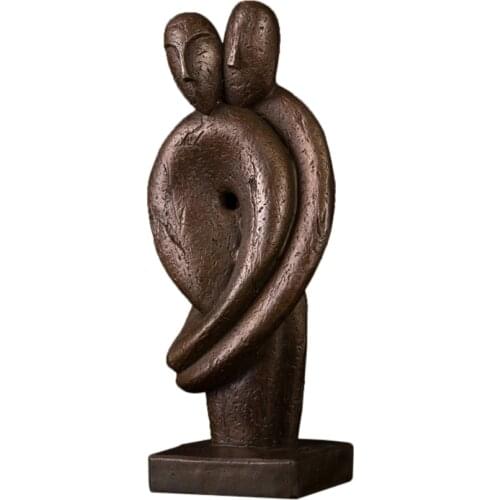 Couple Lover Bust Statue Real Bronze Abstract Sculpture Figurine Antique Metal Art Decor Accessories