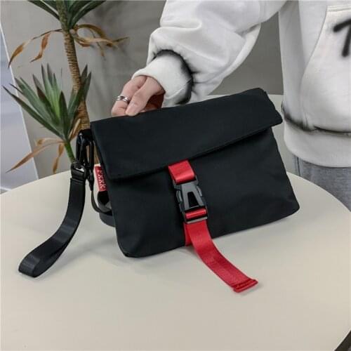 2021 Black crossbody Bag Fashion Men Shoulder Small Square Bags Nylon Solid Color Flap Messenger Bag Unisex Travel Phone Pouch