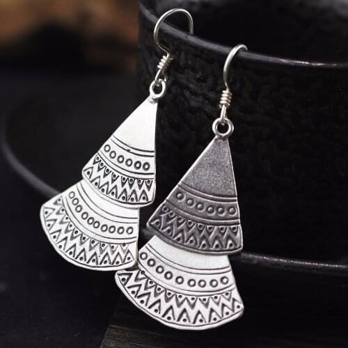 Chiang Mai Thailang Vintage Handmade 925 Sterling Silver Earrings For Women,National handcraft Drop Earrings For Wholesale