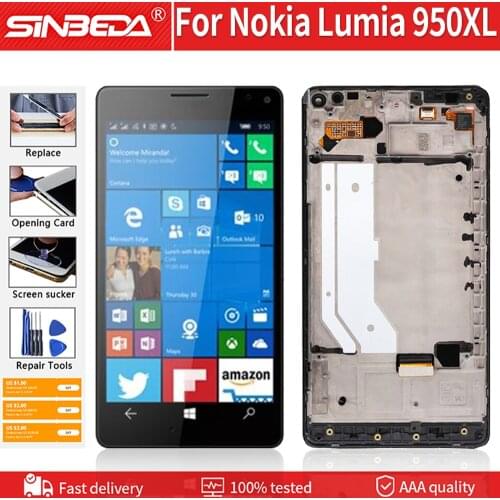 5.7"Super AMOLED For NOKIA Microsoft Lumia 950XL LCD Display Touch Screen with Frame Touch Panel Digitizer Replacement Display