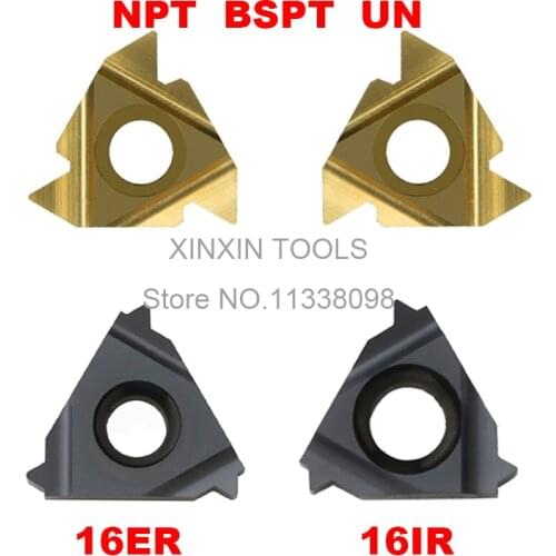 10PCS 16ER 16IR 11.5/14/18/27NPT 11/14/19/28BSPT 8/10/12/14/16/18/20/24UN ,Indexable Tungsten Carbide Threading Lathe Inserts
