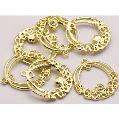 10Pcs/Lot 28mm*24mm Flower Shape Pendant Earrings Accessories Brass Gold Plated Earring Making Supplies Diy Crafts JA0004