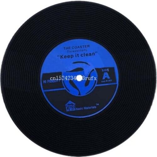 100pcs Table Cup Mat Coffee Placemat CD Mat Retro Record Drinks Coasters Silicone Printed Pattern Anti-fade Home Decor