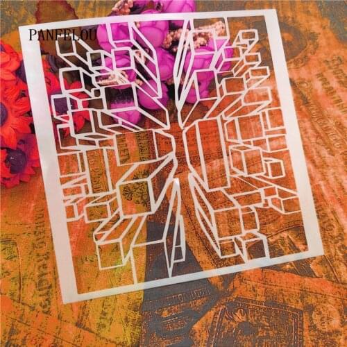 13*13cm Hote Sale space matrix scrapbook stencils spray plastic mold shield DIY cake hollow Embellishment printing lace ruler