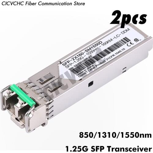 2pcs SFP Transeiver 1.25Gb/s with Duplex LC SM or MM 850nm/1310nm/1550nm DDM