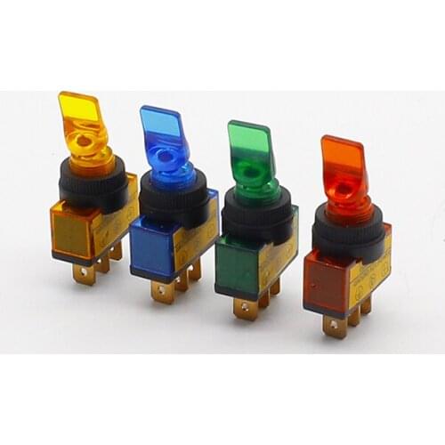 3pcs Car modification switch ASW-14D switchboard rocker switch 12VDC 20A yellow / green red / blue