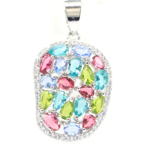 38x27mm Lovely Round Shape Created Violet Tanzanite Rhodolit Garnet For Ladies Silver Pendant Eye Catching