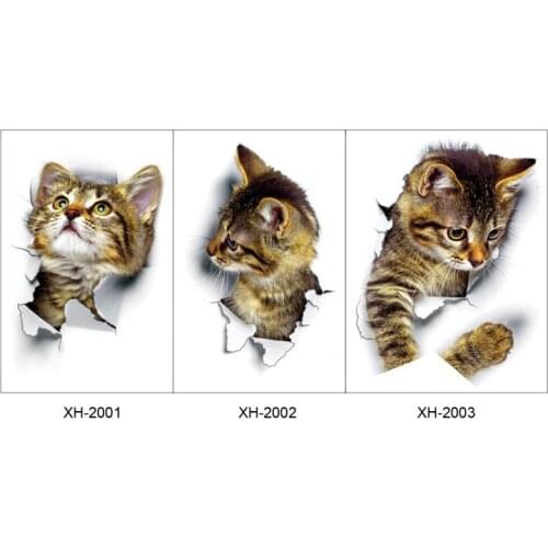 3D Cat Wall Sticker Bathroom Toilet Switch Decorative Decals Funny Animals Decor Poster PVC Mural Art Home Waterproof Sticker