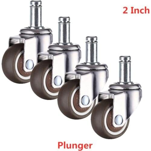 4 Pcs/Lot 2 Inch Screw Rod Circlip Plunger Wheels Tpr Rubber Silent Universal Office Chair Boss Caster Single Load 27Kg