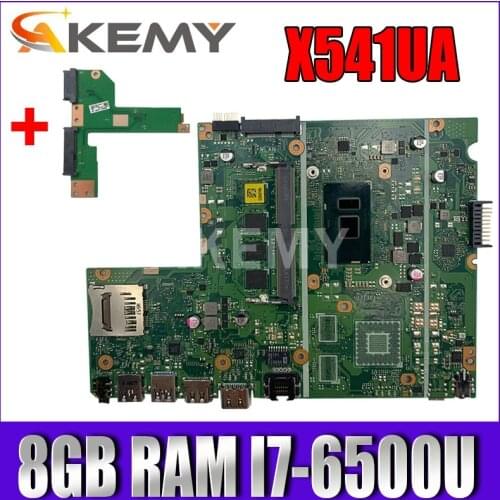 Akemy New! For Asus X541UA X541UAK X541UVK X541UJ X541UV X541U F541U R541U motherboard laptop motherboard W/ 8GB RAM I7-6500U