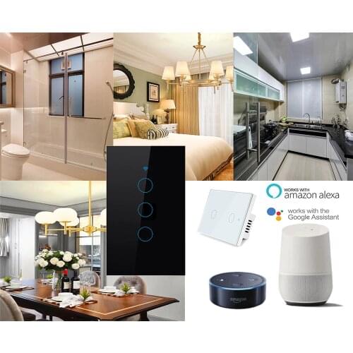 AXUS US Standard Tuya Smart Life 1 Gang 1 Way WiFi Wall Light Touch Switch for Google Home Alexa Voice Control Need neutral wire