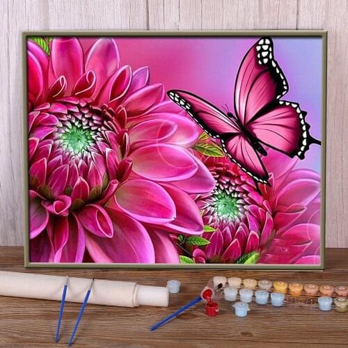 Butterfly Flower Paint By Numbers Package Oil Paints 40*50 Paiting By Numbers Home Decor For Adults Wholesale Art