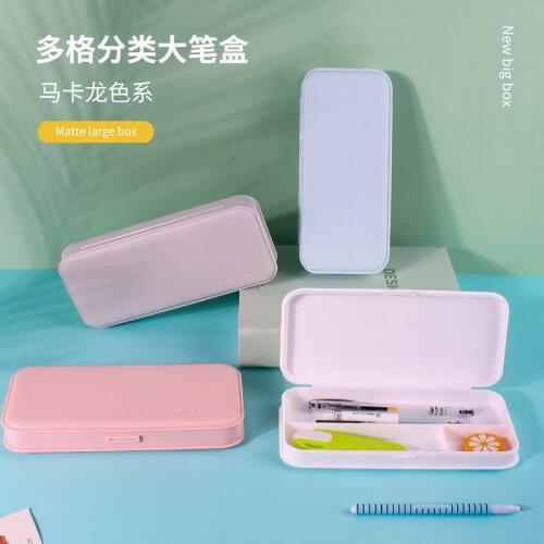Macaron Pencil Case Multifunctional Stationery Frosted PP Plastic Pencil Pen Storage Box Cosmetic Storage Case Office School