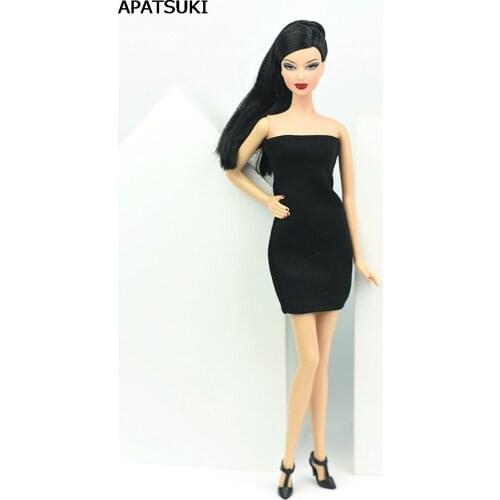 Black Sexy Strapless Dress For Barbie Doll One Piece Evening Dresses Vestido Clothes For Barbie Dolls 1/6 BJD Doll Accessories