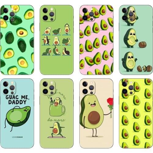 Black tpu case for iphone 5 5s se 2020 6 6s 7 8 plus x 10 XR XS 11 12 mini pro MAX back cover Green avocado