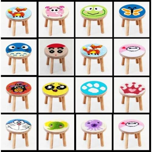 DIY Latch Hook Rug Kits 3D Cartoon Needlework Button Package Carpet Embroidery Set Animal Pattern Rug Embroidery Carpet 27*27cm