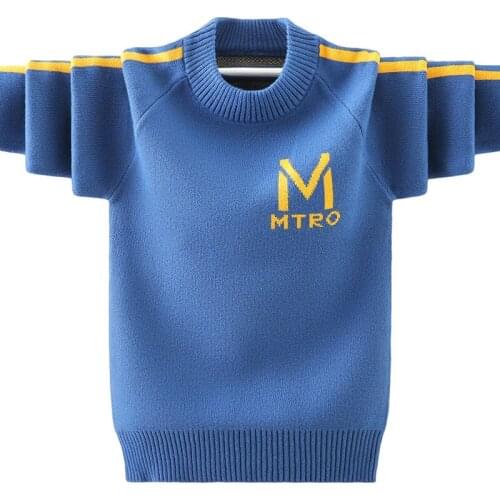 Kids Boys autumn / winter cotton thermal knit sweater new big virgin thicker backing shirt hedging