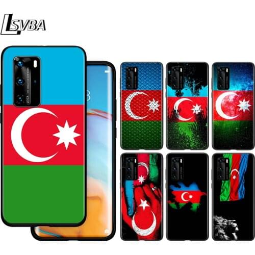 Azerbaijan Flag For Huawei P40 P30 P20 P10 Pro Lite E Plus 4G 5G P9 P8 Lite P Smart Z S Plus Soft Black Phone Case