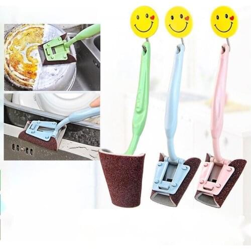 Long Handle Emery Sponge Brush For Kitchen Cleaning Tool Brush Household Cleaning Dishwashing Kitchen Accessories Replaceable