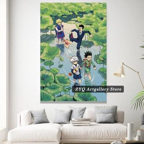 Hunter X Hunter Gon Freecss Killua Zoldyck Poster Canvas Paintings Poster Wall Art Decor for Bathroom Bedroom Pictures on Canvas
