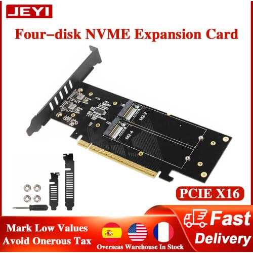 JEYI iHyper m.2 X16 TO 4X NVME PCIE3.0 GEN3 X16 TO 4*NVME RAID CARD PCI-E VROC CARD RAID Hyper M.2X16 M2X16 4X X4 NVME*4 RAID