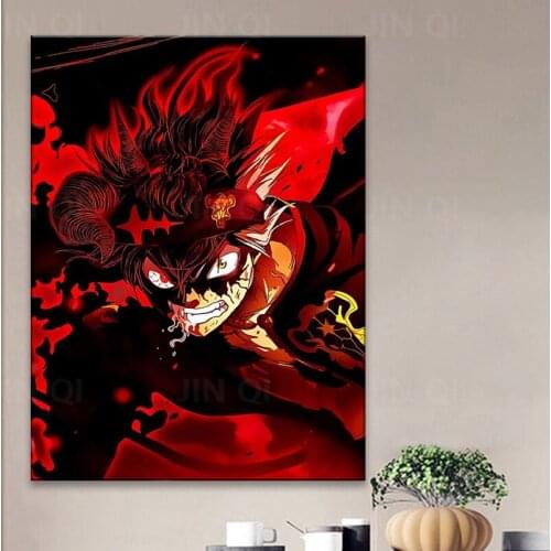 Prints Blood Red Devil Asta Black Clover Canvas Paintings Home Decor Anime Picture Modular Poster For Living Room Wall Art Frame