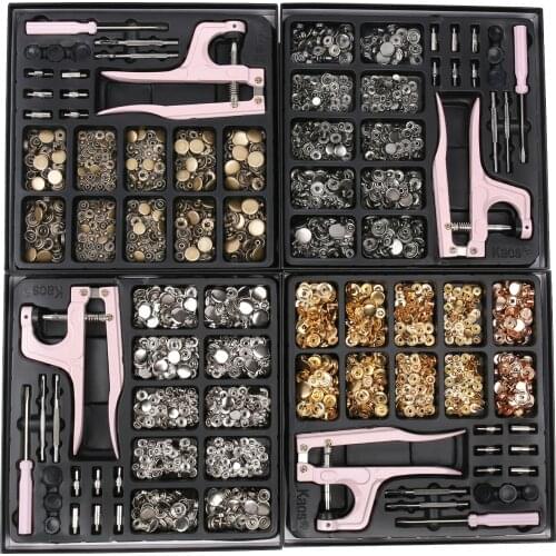 80-150 Sets Snap Buttons Metal Brass Press Studs Fastener Snap Pliers Fasteners Leather Craft Clothes Bags Handmade DIY