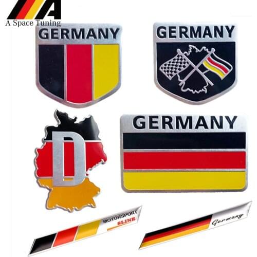3D Metal Germany German National Flag Badge Car Front Grill Grille Emblem Sticker Racing Sports Decal for VW Benz BMW Audi Sline