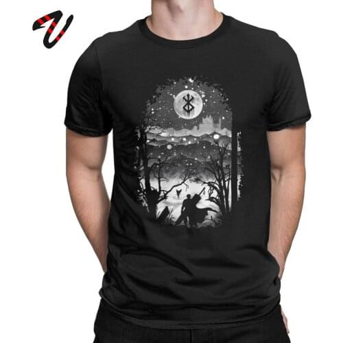 Moon And Berserk T Shirt Swag Mens Tshirt Slim Fit Clothing Men Cotton T-Shirt Retro Tees Christmas Gift Plus Size Summer Tops