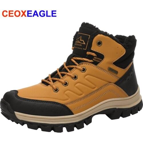 New Winter Fur Warm Male Boots For Men Casual Work Adult Shoes High Quality Walking Rubber Hiking Footwear Sneakers Plus size 46