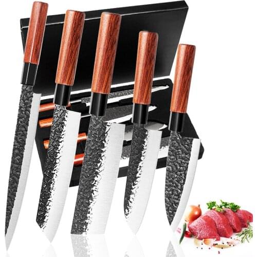 Kitchen Knives Set Forged Meat Cleaver Knife Salmon Fish Filleting Santoku Knife Professional Japanese Chef Knife
